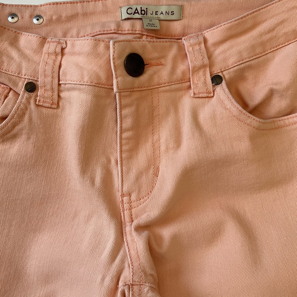 CAbi Bree Creamsicle Peach Crop Capri Stretch Denim Jeans Style# 329 Size 2 - Picture 7 of 14